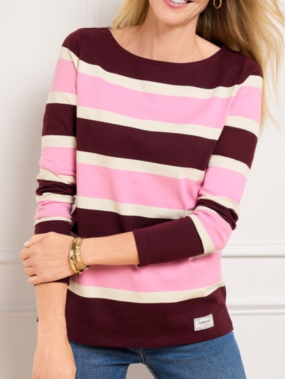 Talbots Women XLP Florence Stripe Cotton Long Sleeve Authentic Talbots Tee NWT
